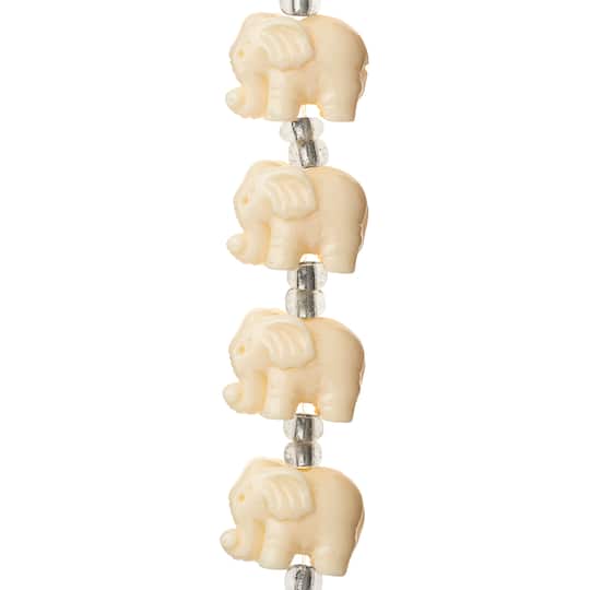 12 Packs: 6 ct. (72 total) White Reconstituted Stone Elephant Beads, 15mm by Bead Landing™